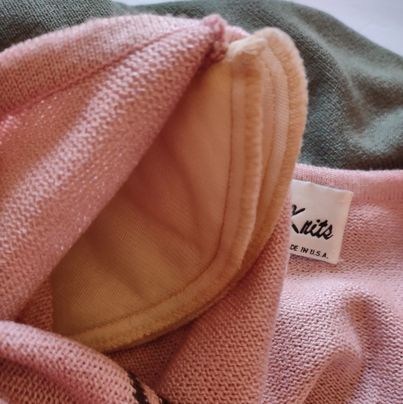 Vintage Knit Cardigan Sweater women Color Block 80s 90s gold buttons - Picture 3 of 10